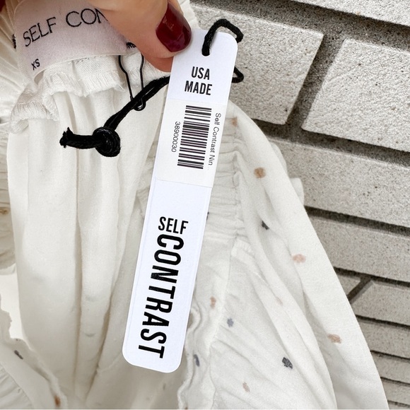 Self Contrast Nina Open Back White Midi Dress NWT Swiss Dot Flutter Sleeve - Picture 12 of 13